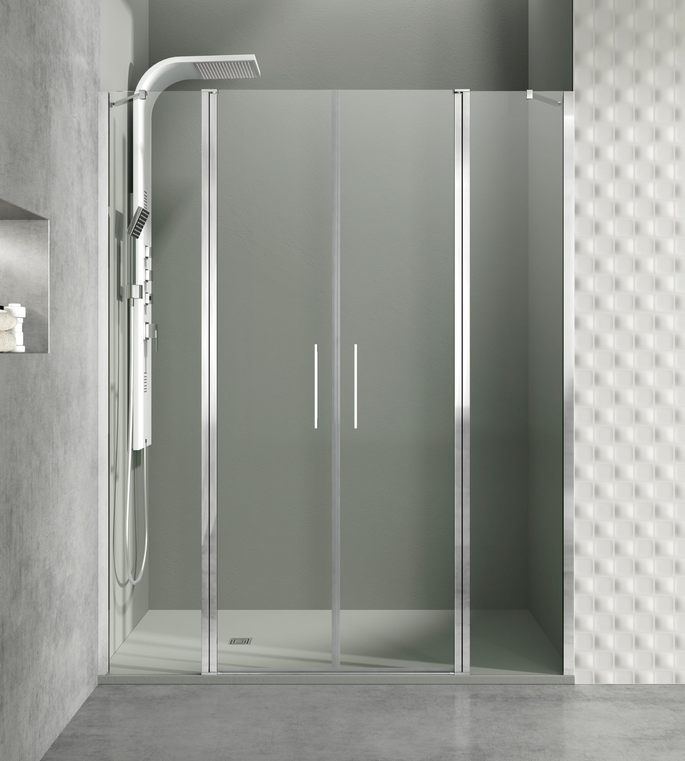 GME - Mampara Ducha 2 Puertas Cromada 215cm | Mampara de Cristal con Perfilería de Aluminio y 195cm de Altura | Cristal Templado 6mm Antical Y Cierre Magnético