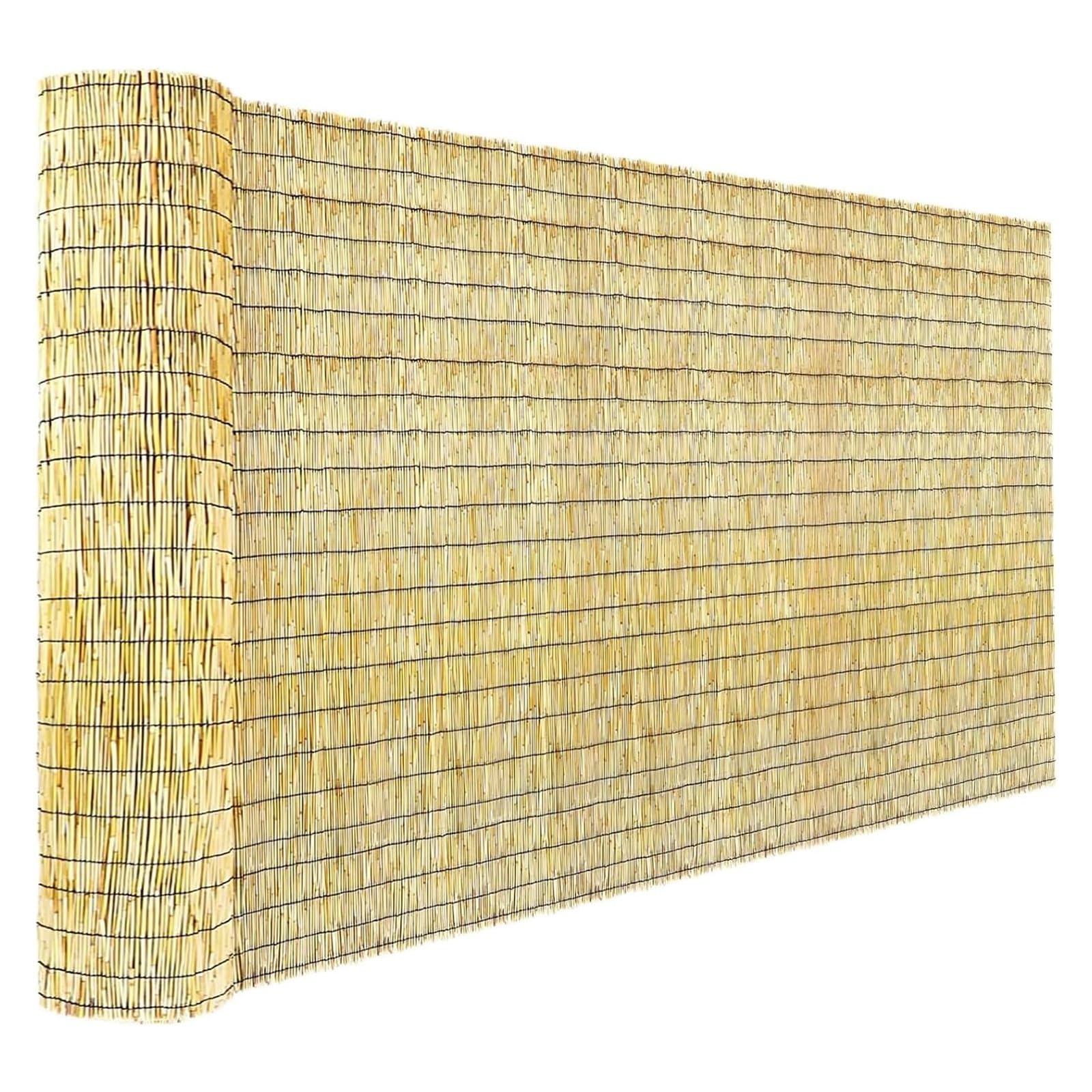 Canisse en Roseau Naturel 1.2x5m, 1.5 1.8m Brise Vue Jardin et Balcon, Rouleau Clôture Extérieur Écologique, Panneau Occultant Imitation Bambou Pare-Soleil et Brise-Vent(Natural,H150xL900cm)