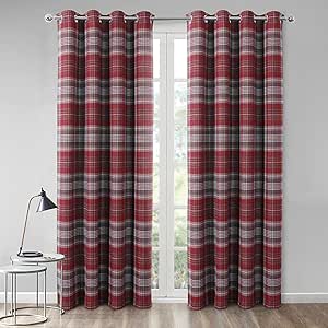 Amazon.com: always4u Red Plaid Curtains Grommet Highland Woolen Look