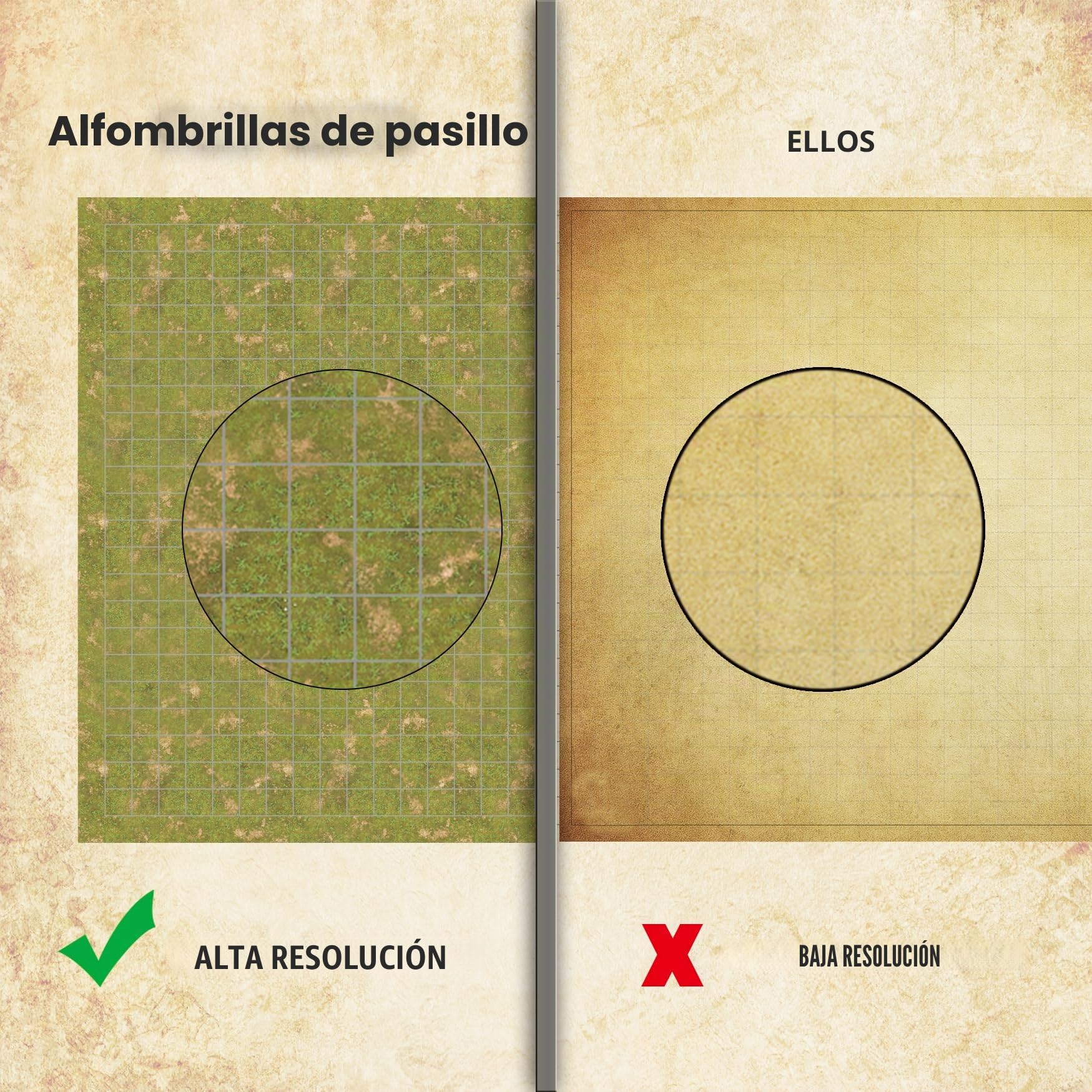 Path Gaming Alfombrilla de juego Battle Grid de doble cara de 36 x 24 pulgadas, 3 alfombrillas, 6 terrenos, 4 marcadores, 1 borrador y 1 botella de pulverización. Ideal para Dungeons and Dragons/DND