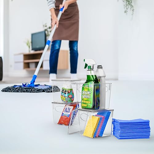 Miniatura 5 de Sorbus Organizador de suministros de limpieza, recipientes transparentes con tapas para organizar suministros de limpieza debajo del fregadero,
