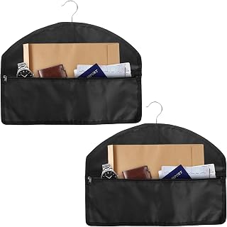 2 Pack Hanger Diversion Safe, Hidden Pocket for Valuables Fits Under Hanging Clothes, Portable Hidden Safe for Home & Travel Security Storage, Secret Compartment Hanger (Black)
