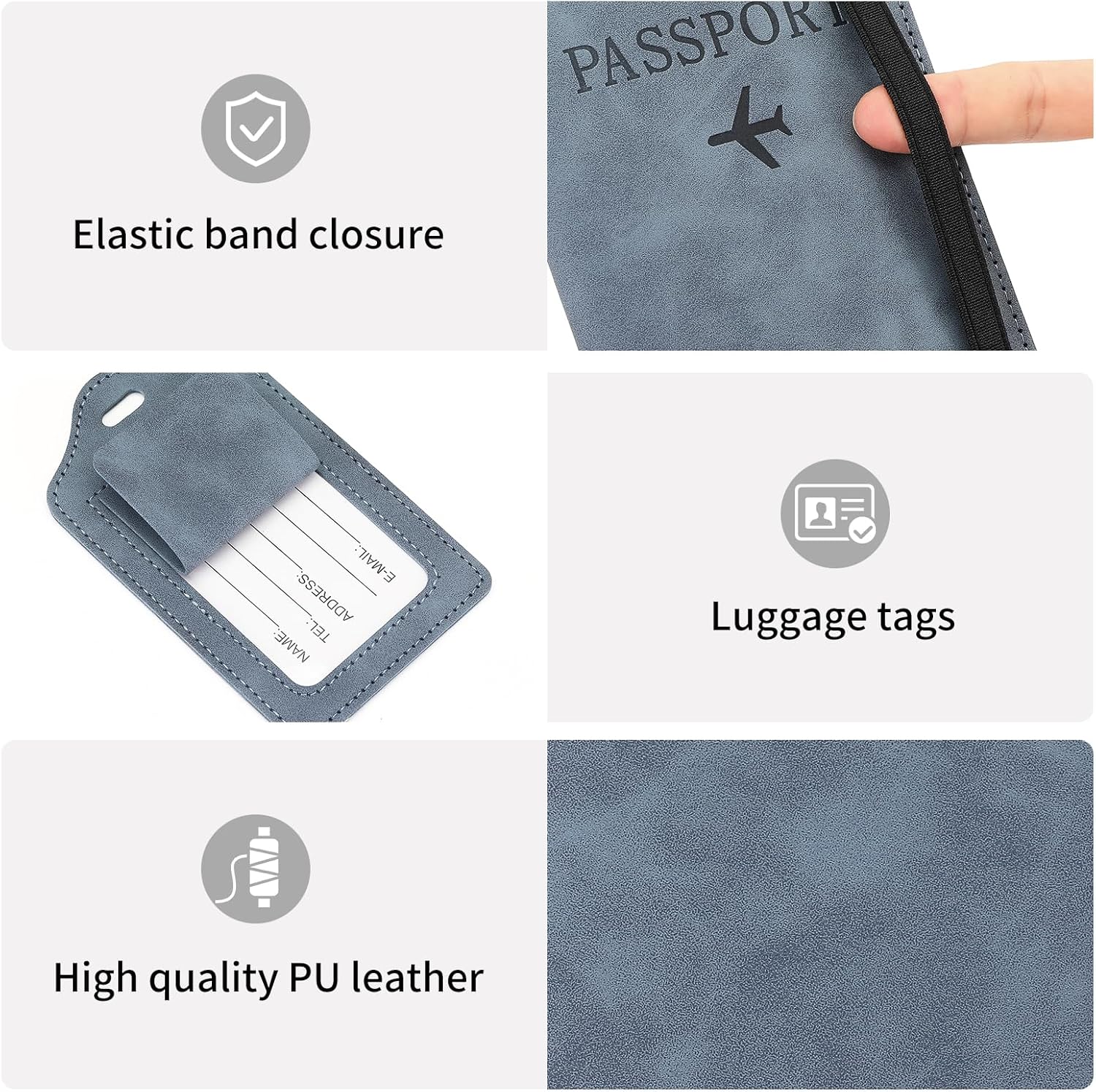 2 Set Passport Covers Holder for Travel Leather Rfid Passport Wallets Holder for Mr and Mrs - Image 4