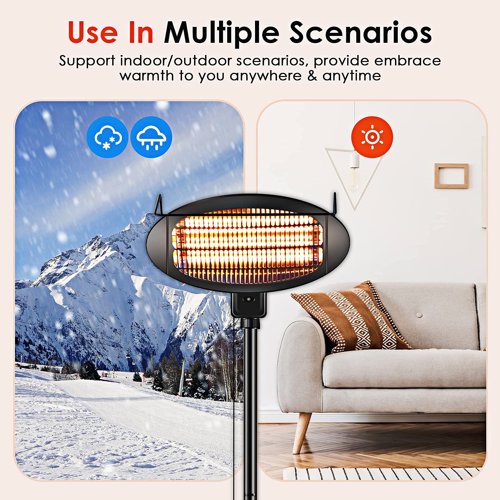 TRUSTECH Patio Heater Outdoor Heater with 3 Ajustable Heating Modes