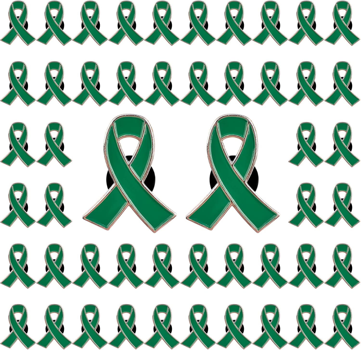 CRAFFANCY Green Ribbon Pin, 50Pcs Health Awareness Lapel Pin Green