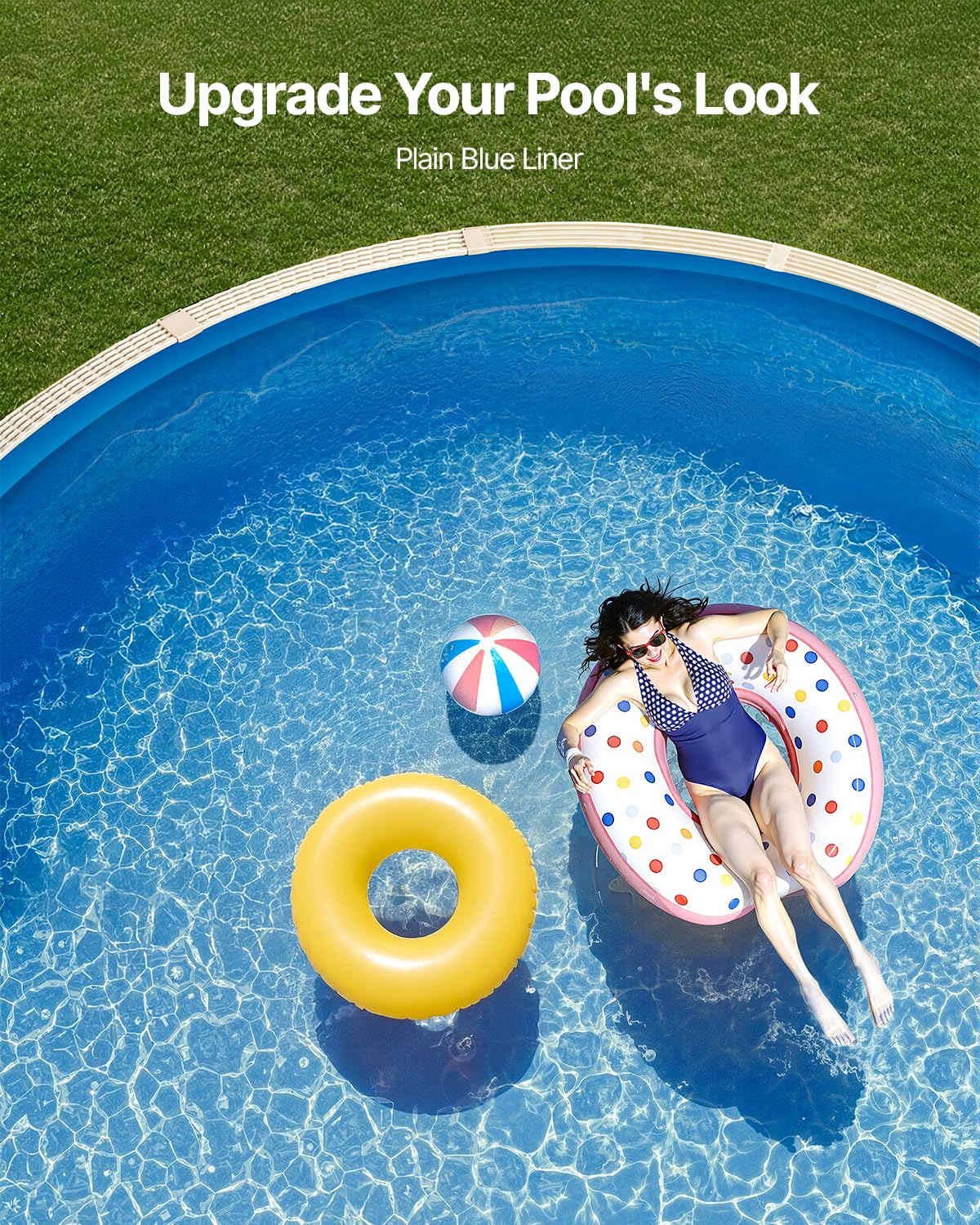 VEVOR Revestimiento para Piscina Redonda 350 cm Calibre Estándar Revestimiento de Vinilo para Piscina de Altura de Pared de 120 cm Revestimiento de Repuesto para Piscinas Elevadas, Color Sólido