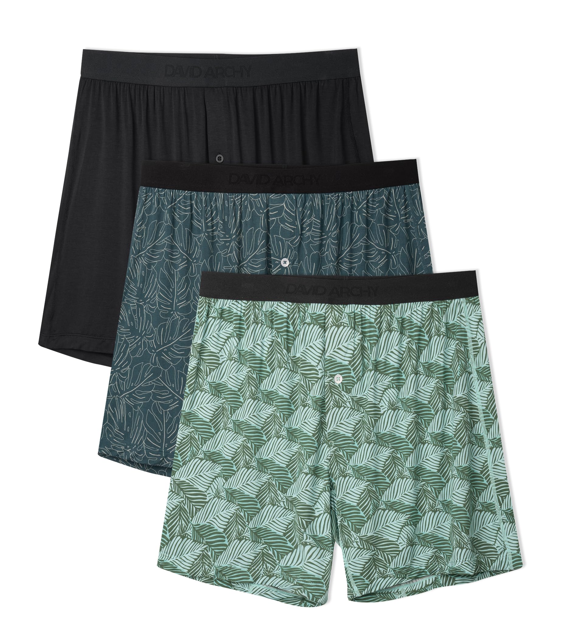 DAVID ARCHY Mens Underwear Bamboo Rayon Boxers for Men Breathable and Cool Men's Boxer Shorts with Button Fly 3 or 5 Pack