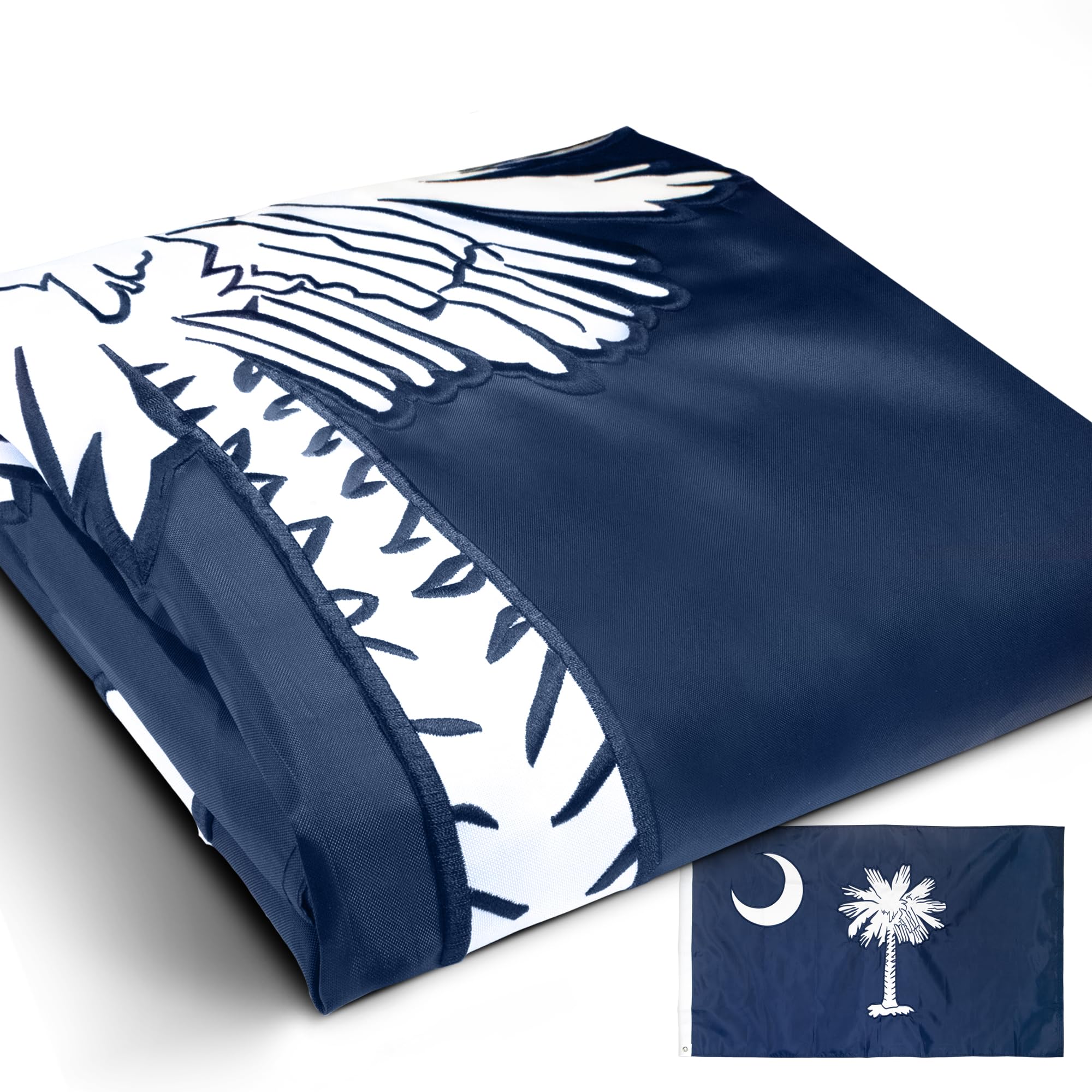 Anley EverStrong Series Embroidered South Carolina State Flag 3x5 Ft - Embroidery & Heavy Duty Canvas Header - 4 Rows of Lock Stitching - Nylon South Carolina SC Flag with Brass Grommets 3 X 5 Ft