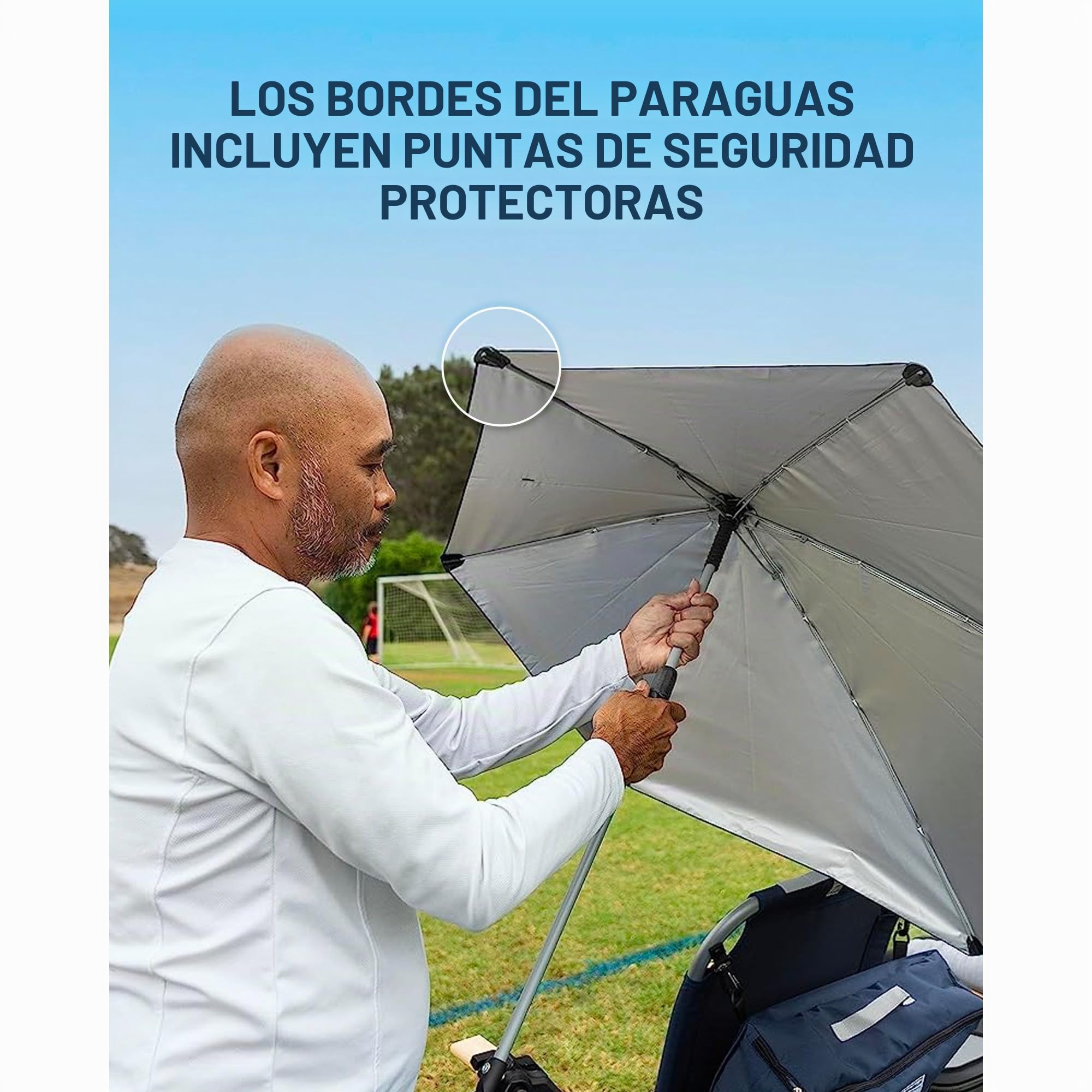 Sport-Brella Versa-Brella Paraguas - Refleja Calor y Asegura Protección Solar UPF 50+, Se Sujeta a Casi Cualquier Superficie, Montaje en Sillas, Gradas, Bolsas de Golf, 96cm x 100cm
