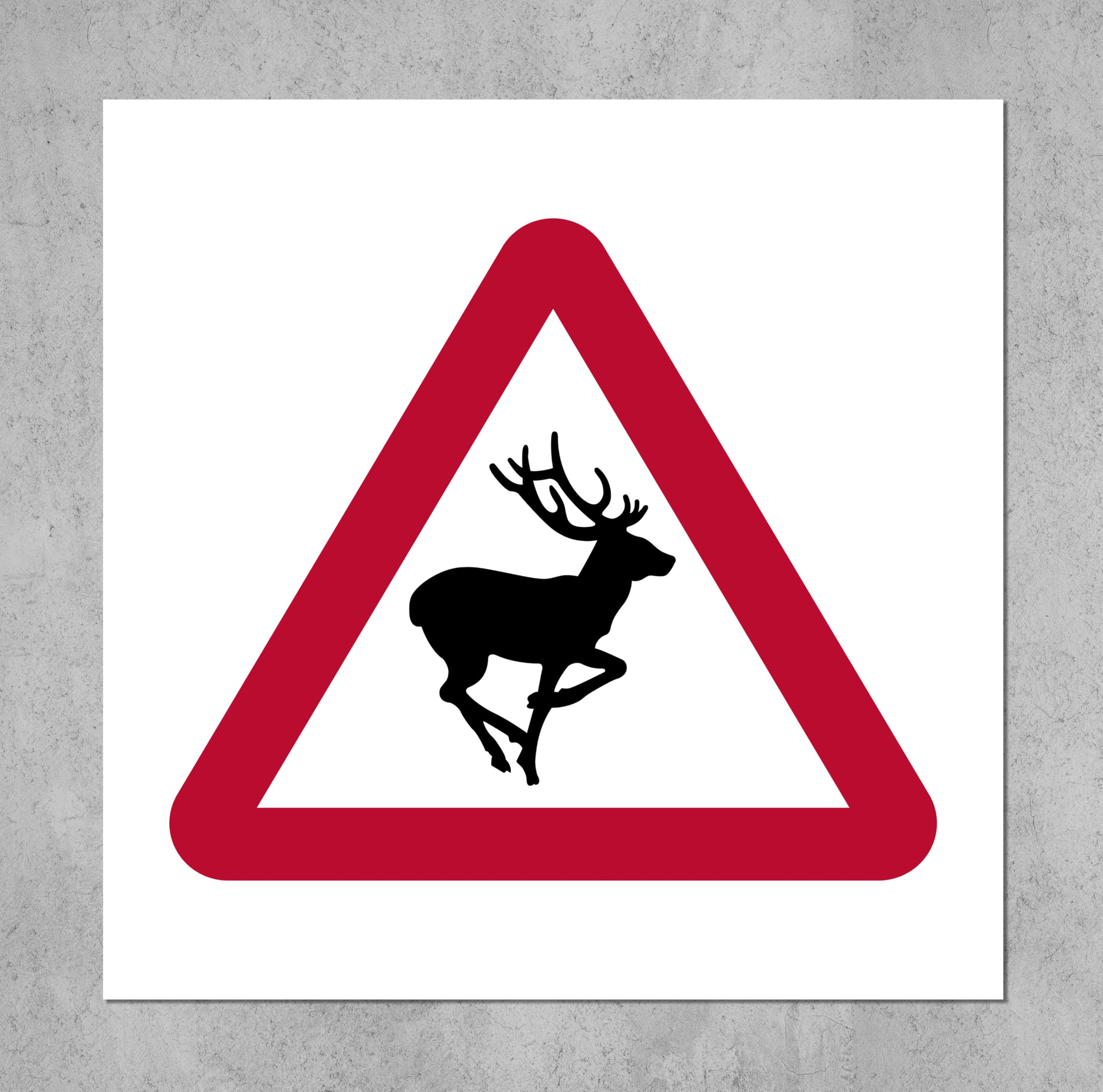 Caution deer road safety sign - 1mm flexible Plastic sign (200mm x 200mm)
