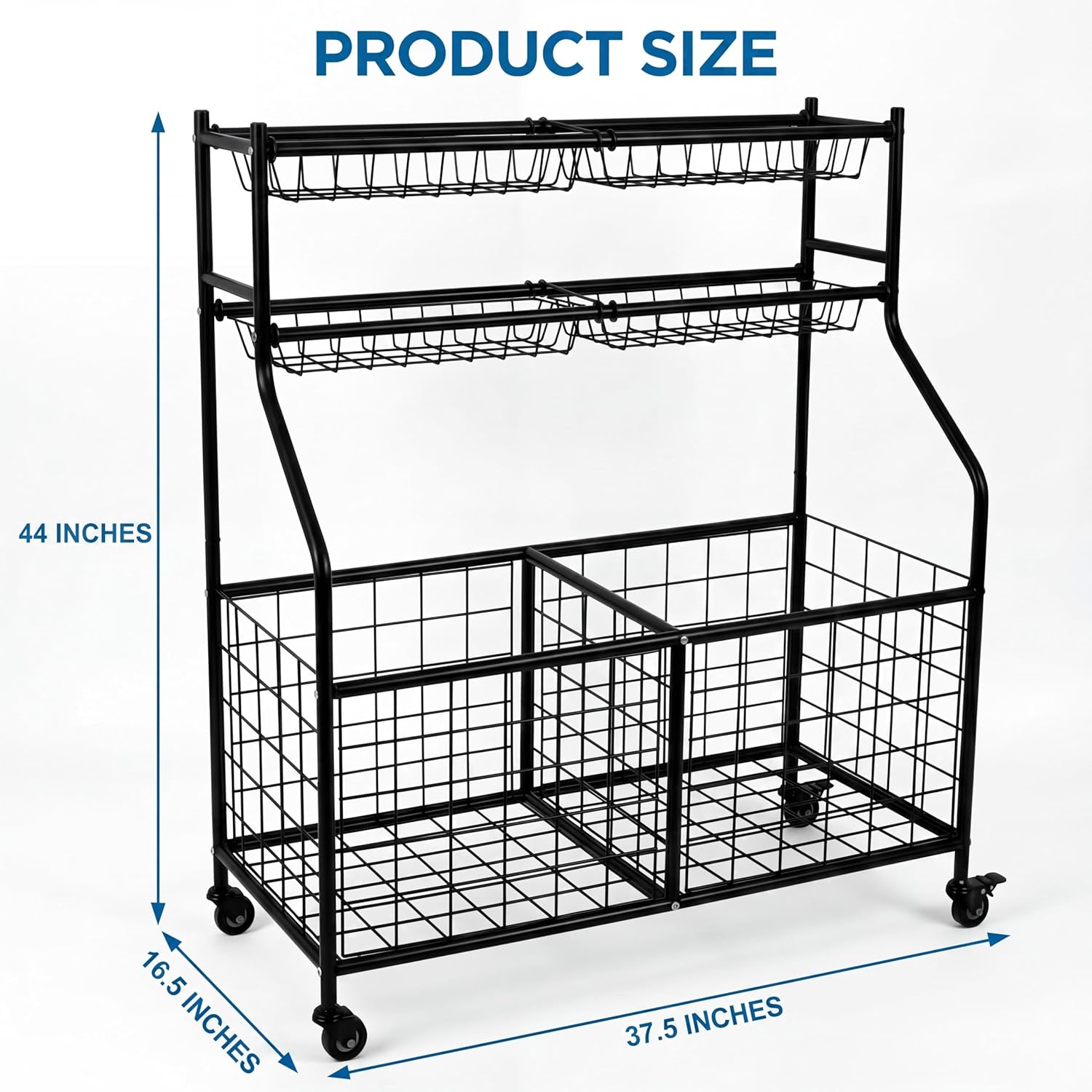 Garvee Ball Storage Cart, Sports Equipment Garage Organizer with Wheels for Sports Gear and Toys, Rolling Indoor/Outdoor Storage Cart
