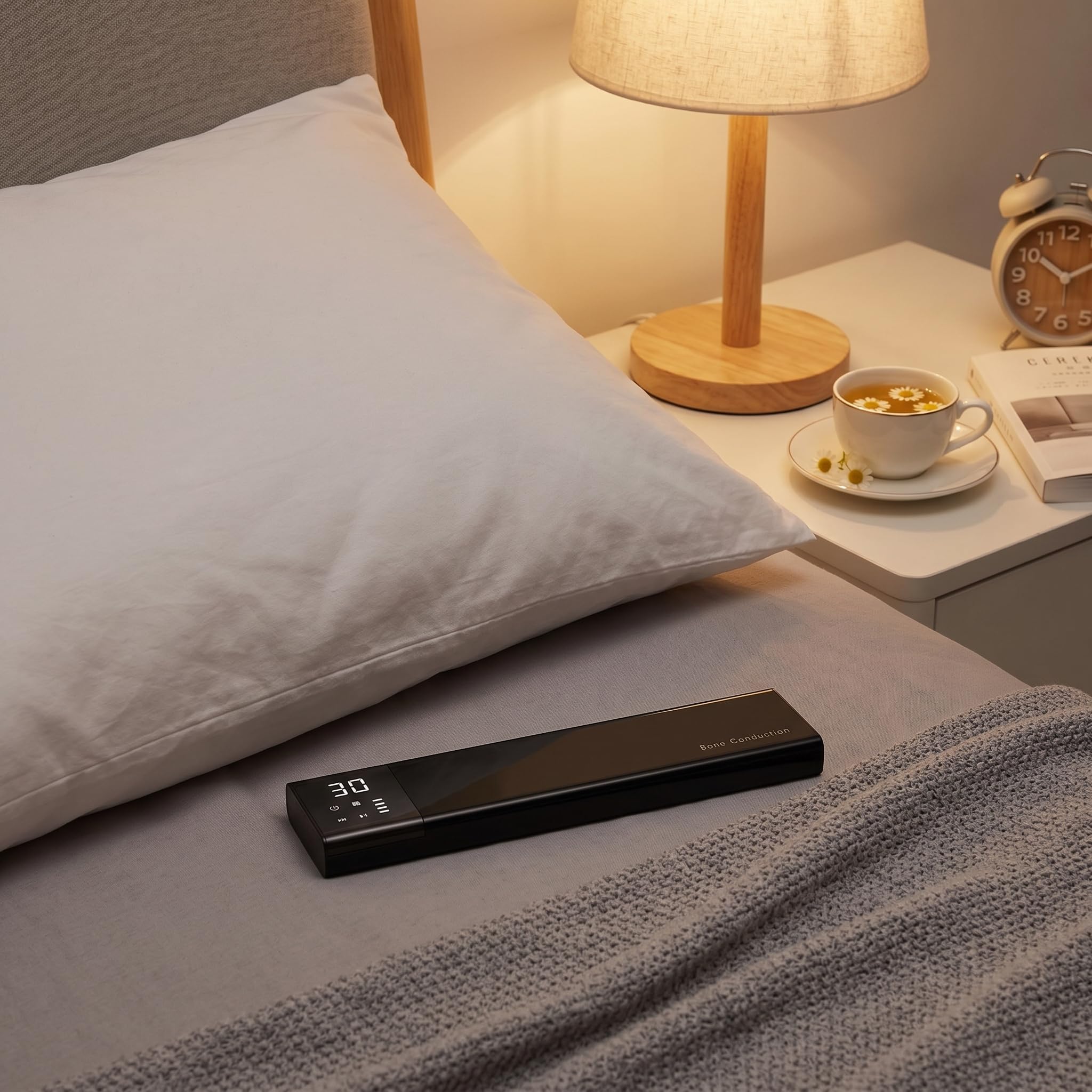 Timer di Rumore Bianco, Mini Altoparlante Bluetooth A Conduzione Ossea | Altoparlante a cuscino Bluetooth, 36 suoni rilassanti, display integrato, 650 mAh, Cuffie Per Podcast E Audiolibri