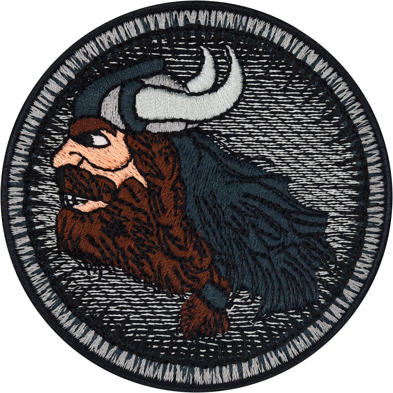 Wikinger Deko Aufnäher Wikingerhelm Aufbügler Vikings Patch zum aufnähen/aufbügeln | Wikinger Krieger Sticker Viking Tactical Morale Patches für alle Stoffe | 80x80mm