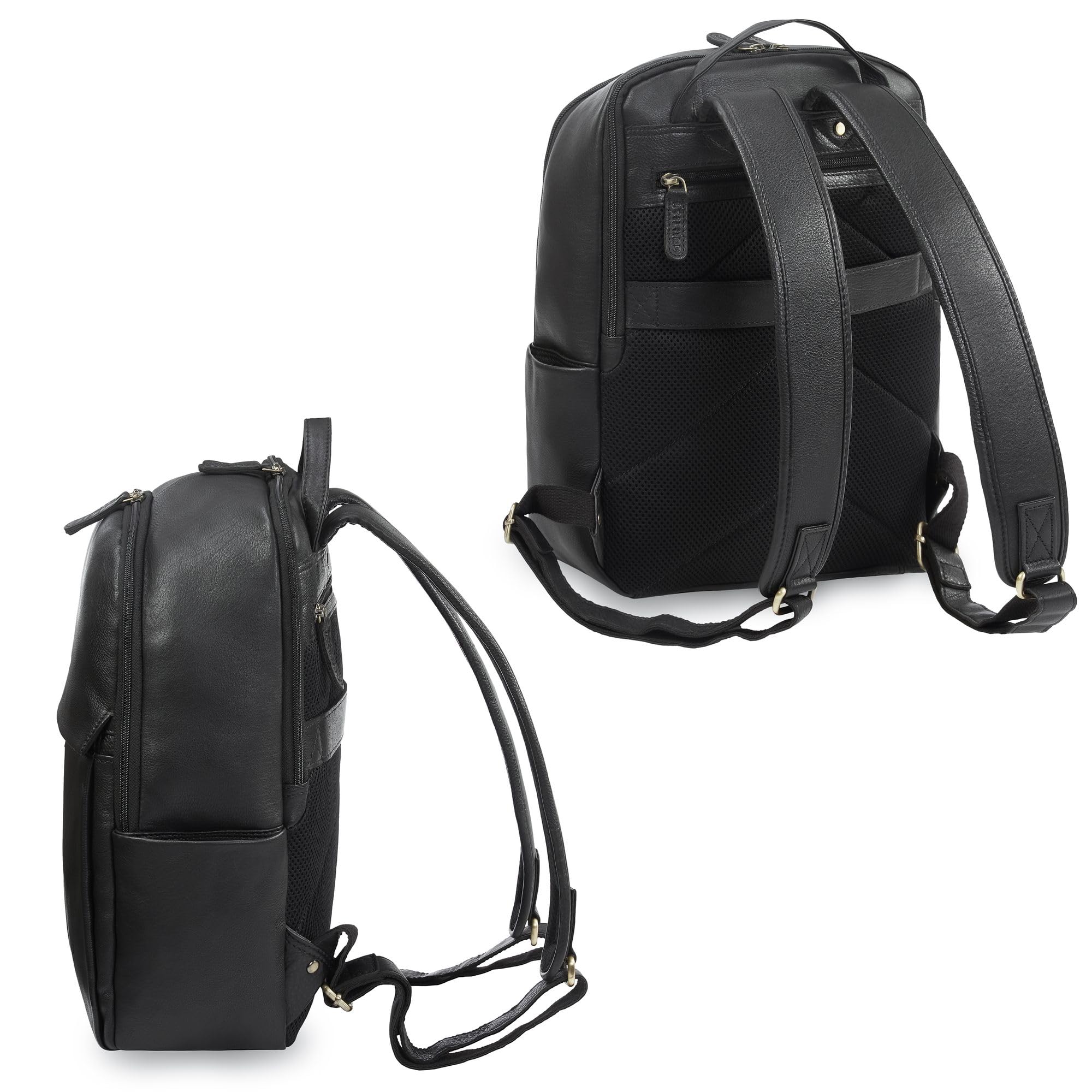 STILORD "Marino" Zaino in Vera Pelle Elegante per Uomo e Donna medie – Zaino da Studente con scomparto per Laptop 13-14 pollici – Ideale come zaino da città elegante Colore:nero