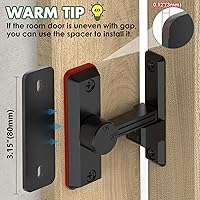 Vista 4 de Cerradura de puerta de granero, cierre de puerta corredera abatible de 90/180 grados para garaje, dormitorio, gabinete, seguridad de aleación