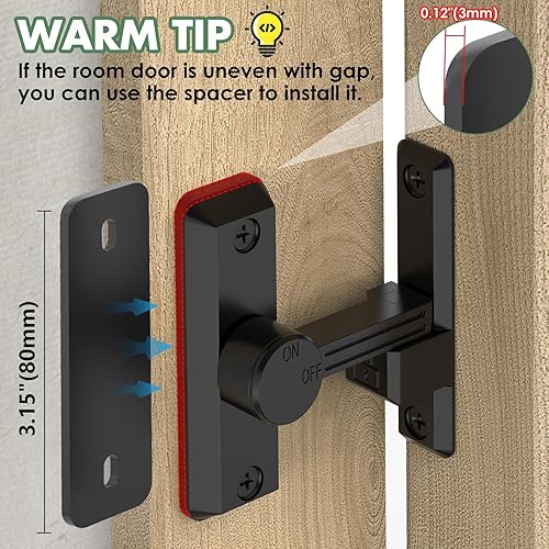 Miniatura 4 de Cerradura de puerta de granero, cierre de puerta corredera abatible de 90180 grados para garaje, dormitorio, gabinete, seguridad de aleación de zinc