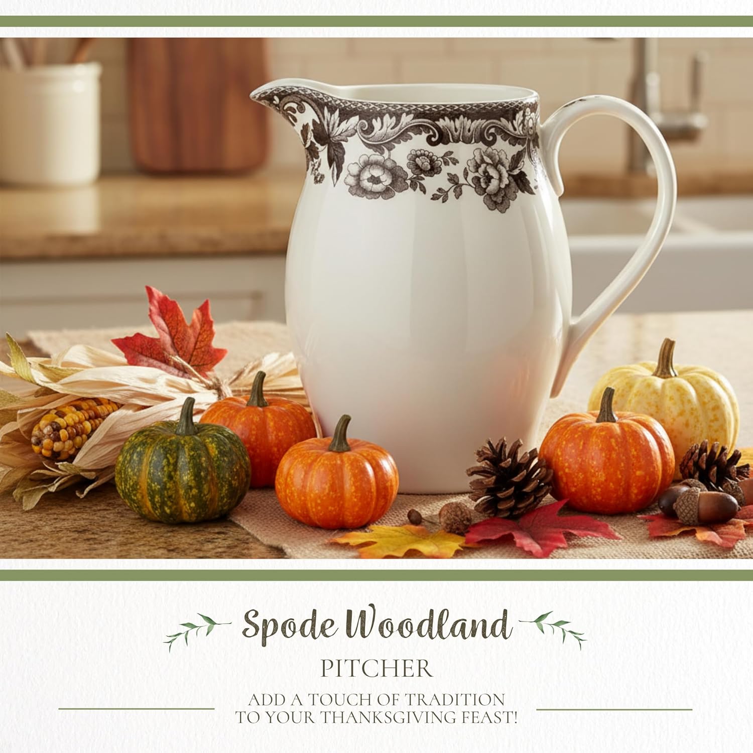 Spode Delamere 3.5 Pint Pitcher | Large Creamer Pitcher with Handle | Beverage Pitcher for Thanksgiving and Other Occasions | Made from Fine Porcelain