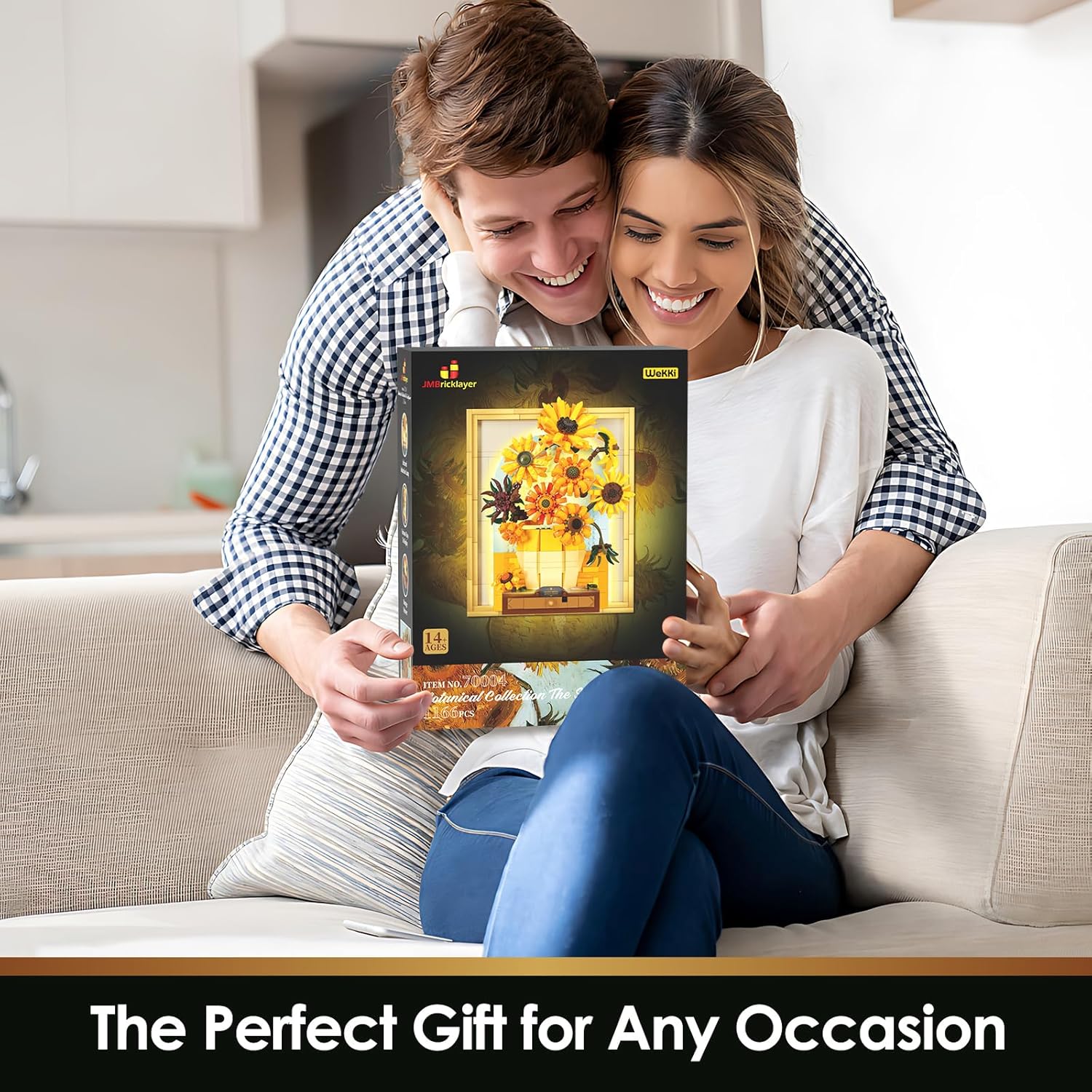 JMBricklayer Flowers Sunflower Building Sets for Adult with Lights 70004, Van Gogh Wall Art Crafts Ideas Flower Bouquet, Painting Frame Room Decor, Valentine’s Day Birthday Gifts for Women Girl - Image 6