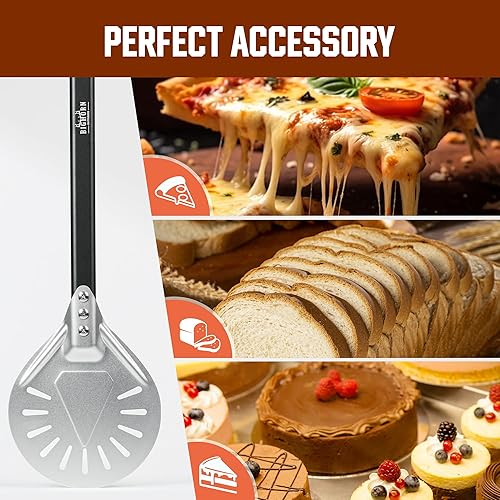 Miniatura 7 de BIG HORN OUTDOORS Pela de pizza  Pela de torneado de pizza de 7 pulgadas con aluminio anodizado antiadherente para torneado y horneado sin esfuerzo,