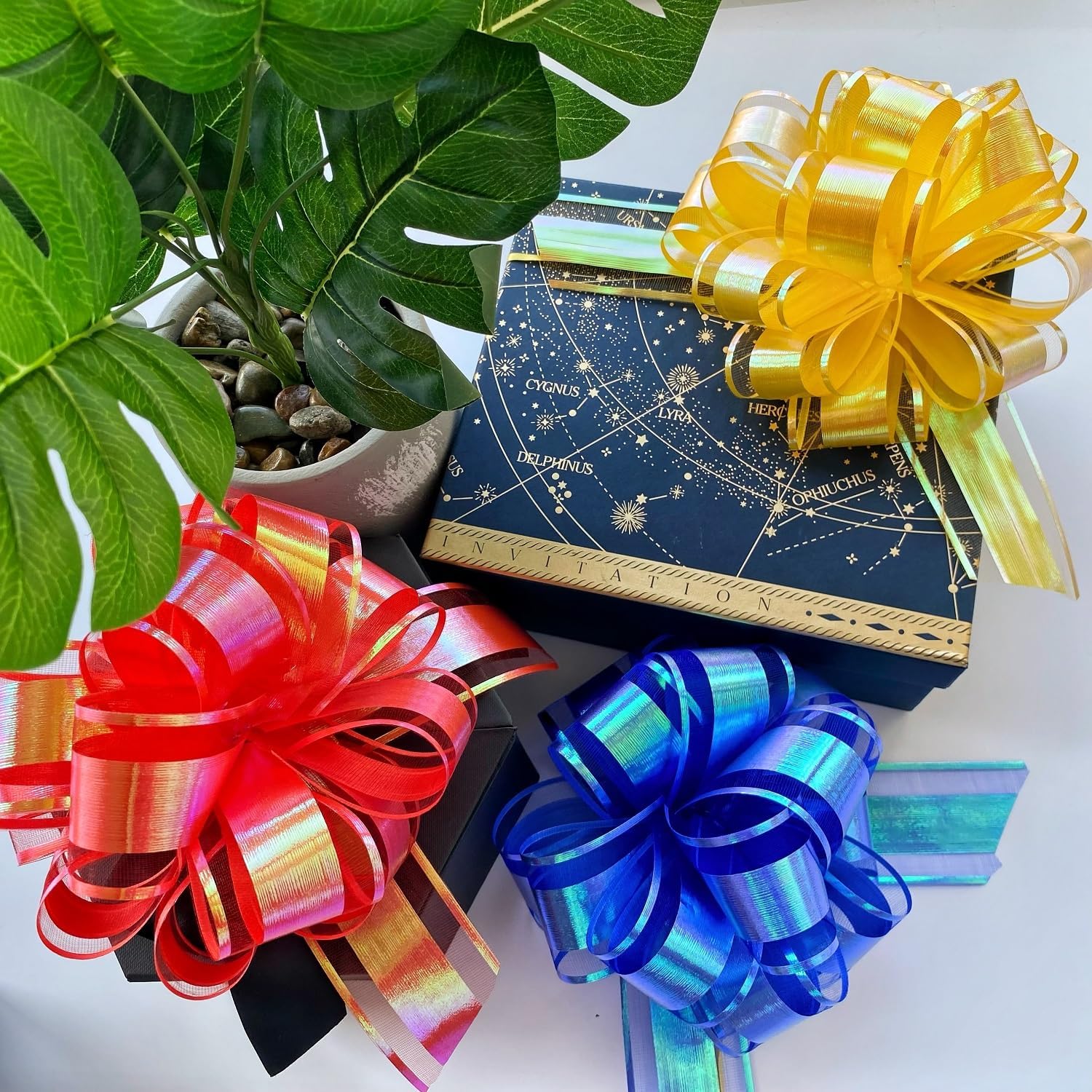 12PCS Blue Pull Bows for Gift Wrapping, 6 Inches Large Gift Bow, Laser Ribbon Decoration for Flower Bouquets and Basket, Aurora Bows for Birthday Presents, Anniversary, Wedding (Navy Blue) - Image 2