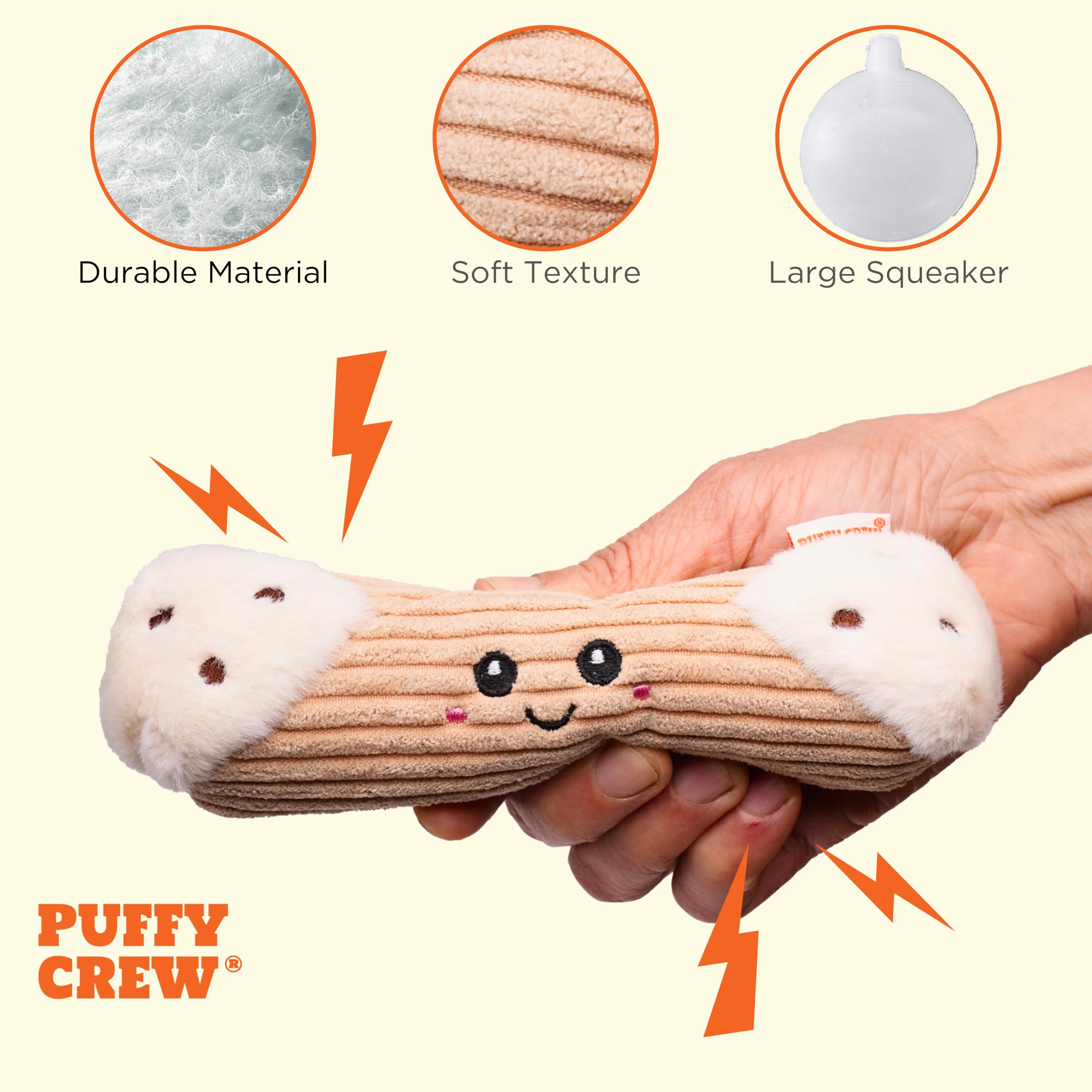 Squeaky Dog Toy - Bakery Bite Stick (Cannoli) -3