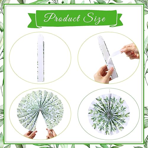 Miniatura 3 de 9 piezas de decoración de eucalipto para el aula, abanicos de papel colgantes de eucalipto, decoración de tablón de anuncios, hojas verdes,