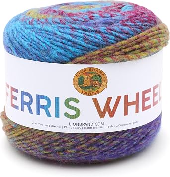 Lion Brand Yarn, Muticolor Ferris Wheel Yarn for Knitting, Crocheting, and Crafts, Vintage Carousel, 1 Pack