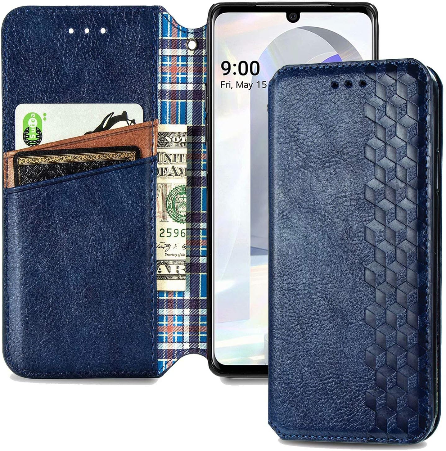 CMEKA for LG Velvet Wallet Case | PU Leather | Soft TPU Protective Case | RFID Blocking | Card Slots | Kickstand | Magnetic Wallet Closure | Flip Phone Cover for LG Velvet 5G 2020 Blue