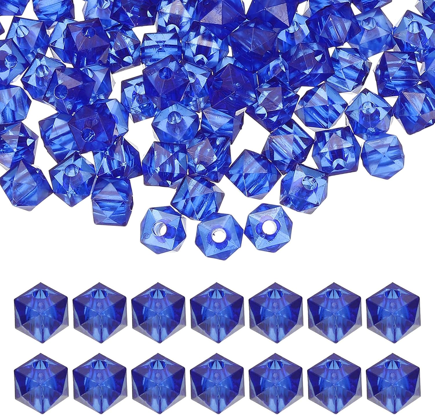 PATIKIL 10mm Acrylic Cube Faceted Beads, 200 Pcs Square Diamond Beads Loose Spacer Beads for Jewelry Making Bracelet Necklace Earrings Wind Chimes Craft, Blue
