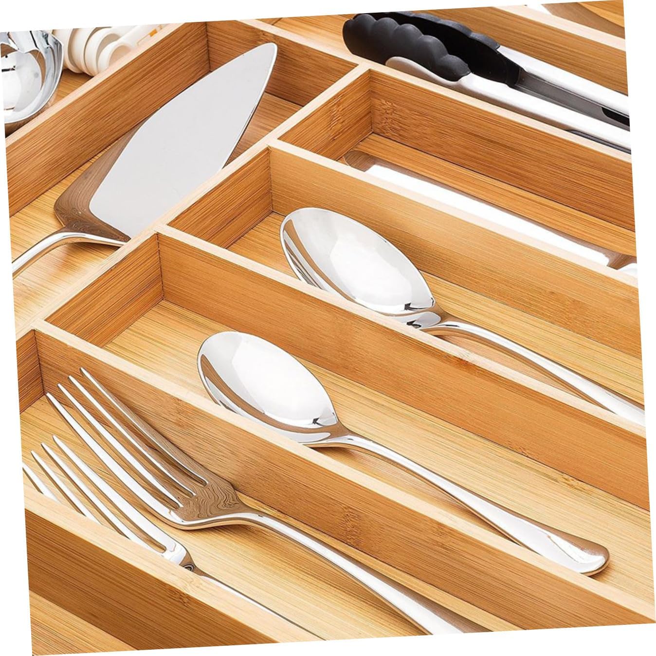 Cabilock Drawer Storage Box 6 Compartments, Tableware Organizer Tray for Kitchen Cutlery and Utensils, Practical Flatware Organizer for Drawer Cabinet Use