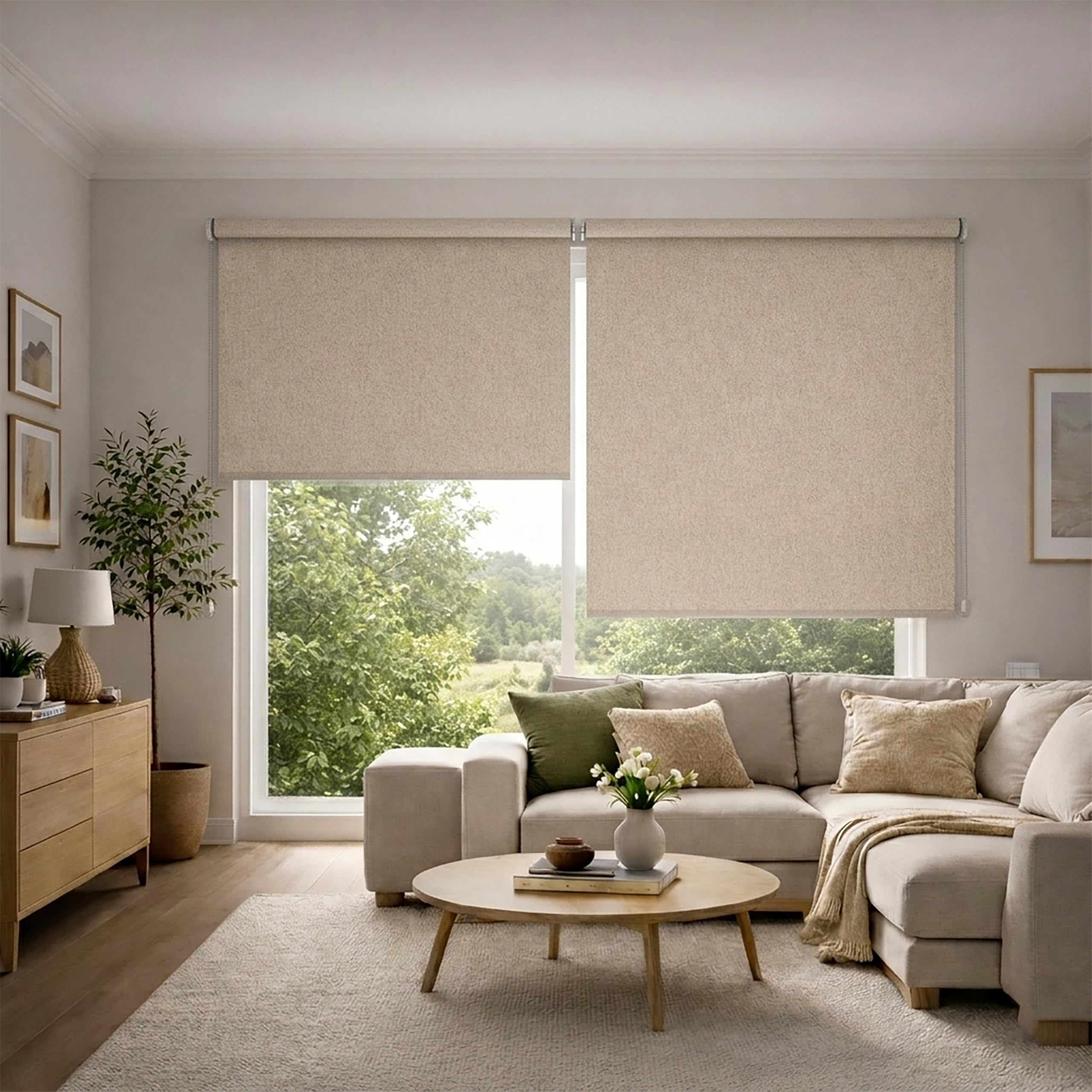 Blindecor Lino Store Enrouleur Occultant Texture Lin 100 x 230 cm - Thermique, Dimensions du Tissu 97 x 225 cm