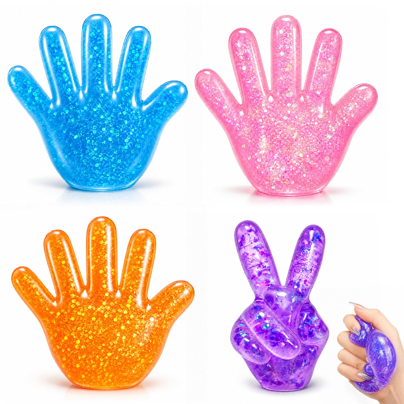 4PCS Hand Shaped Squeeze Toys, Squishy Toys, Fidget Toys for Adults