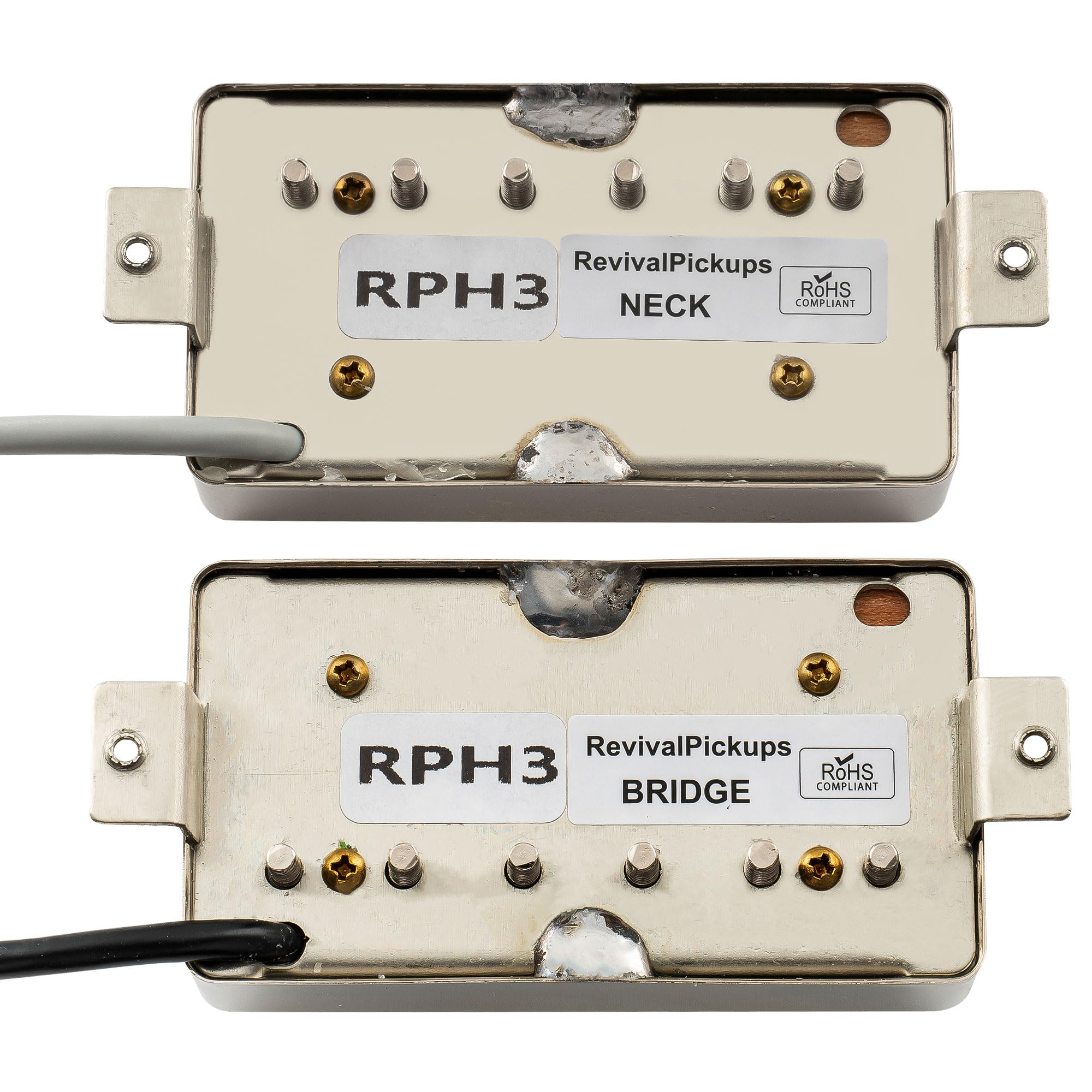 The Revival Pickups RPH3 Alnico II Pastillas Humbucker Mástil Puente Pickups Set para Guitarra Eléctrica, Nickel