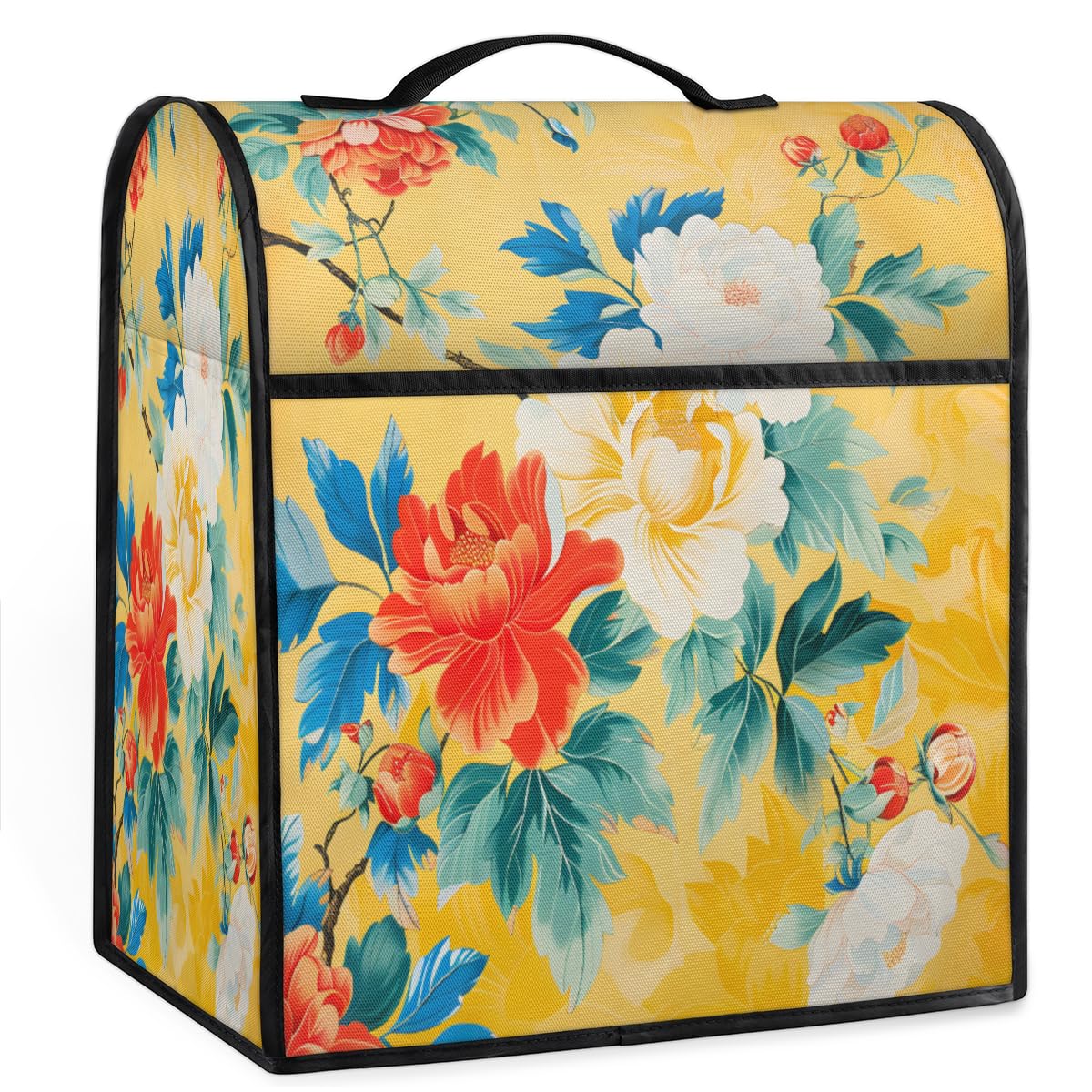 Coffee Maker Cover Vintage Peony Flower Kitchen Appliance Covers Small Appliance Covers Blender Cover Juicer Cover Dust Covers for Kitchen Appliances with Top Handle and Pockets,Washable,B991