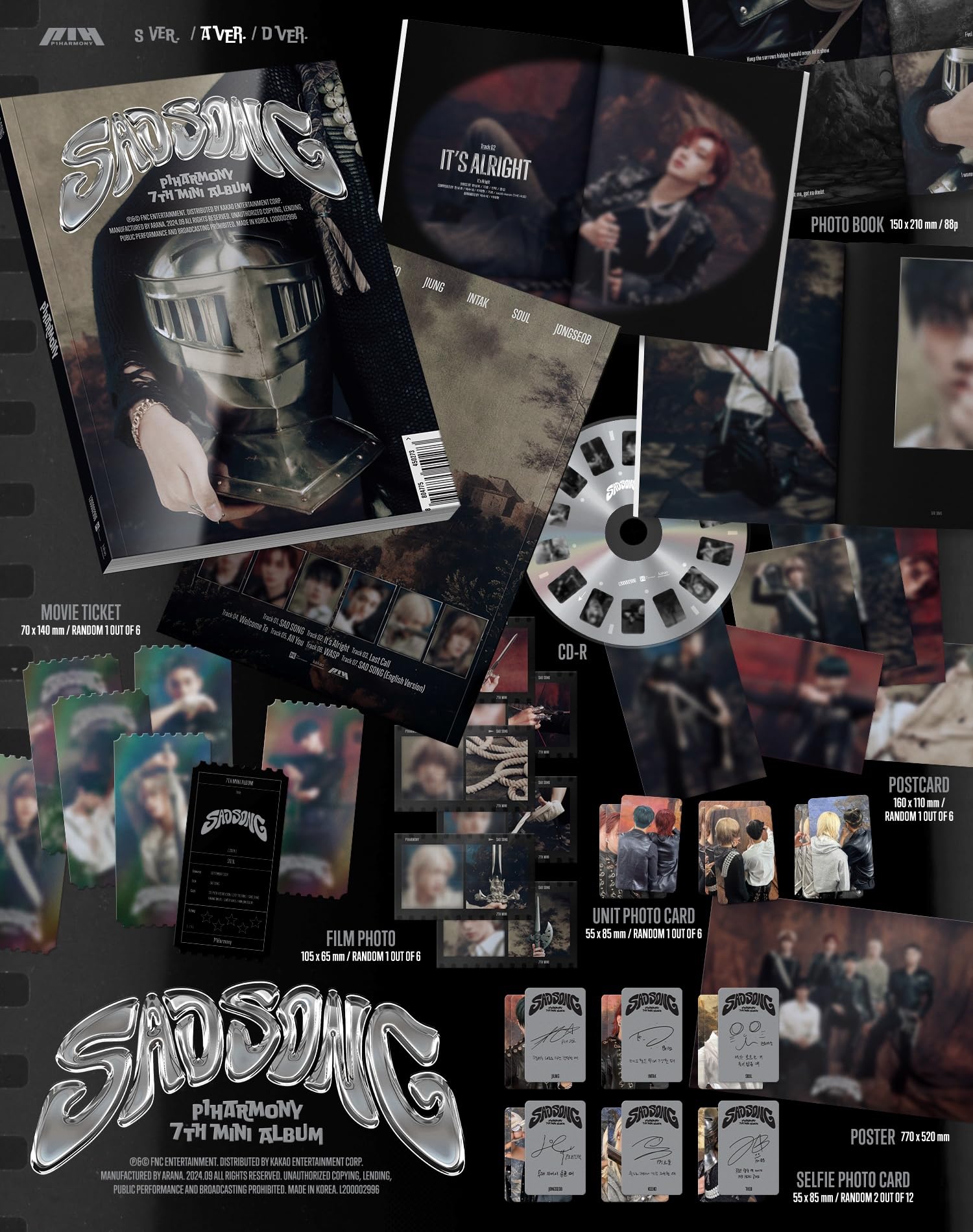 P1Harmony SAD Song 7th Mini Album with Tracking P1H (Standard Random Version)