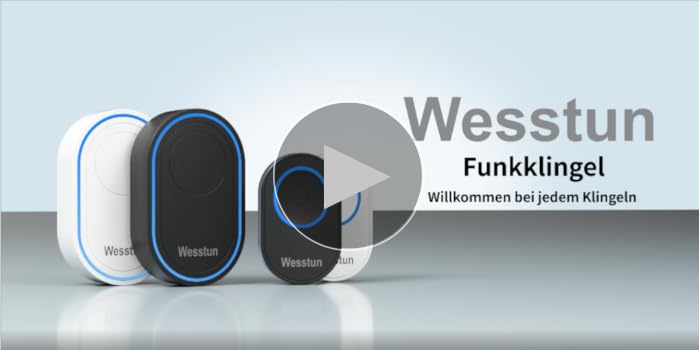 Virone Funk-Türklingel Mit 36 Melodien - 180m Reichweite, IP44, Batteriebetrieben