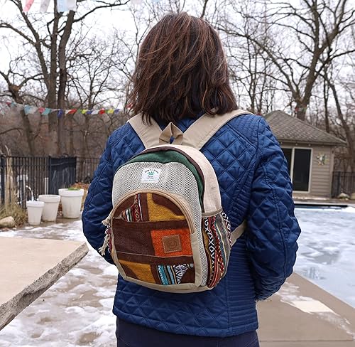 Miniatura 6 de Mochila Nepal de cáñamo natural hecha a mano para mujer, mochila pequeña y ligera, Daypack2, Mochilas Daypack