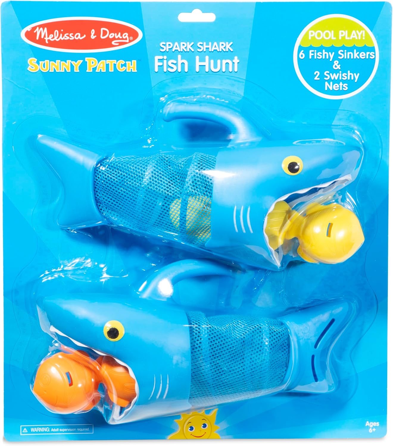 Melissa & Doug Sunny Patch Spark Shark Fish Hunt Pool Game with 2 Nets and 6 Fish to Catch - Image 6