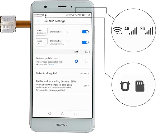 Miniatura 5 de Adaptador de tarjeta SIM dual Micro SD (2 piezas) para teléfono inteligente Android, extensor de tarjeta SIM dorado ultra delgado para Samsung S7