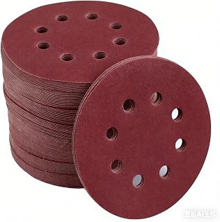 AXBWELL 120 Pack 5 Inch 8-Hole Hook & Loop Sanding Discs, 60-800 Grit Red Sandpaper for Orbital, Drywall, Random Orbit Sanders