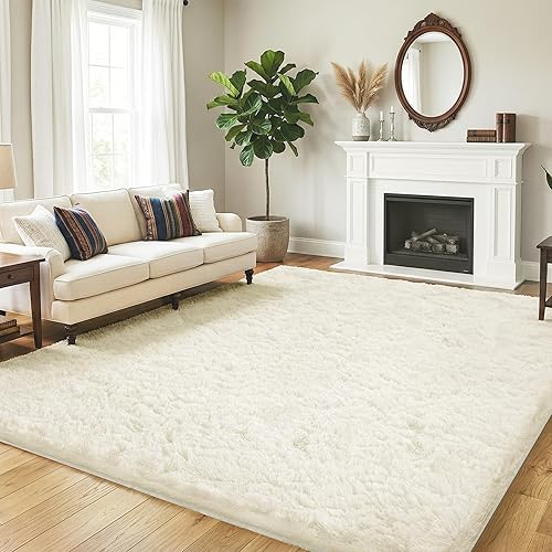 Cream Soft Area Rugs for Living Room Bedroom, 4x6 Fluffy