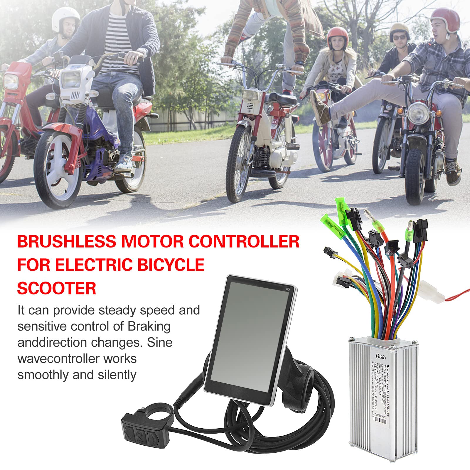 Regulador Patinete Electrico Controlador de motor de scooter eléctrico de aleación de aluminio controlador de motor inteligente sin escobillas + reemplazo de pantalla de instrumentos Controlador Del M