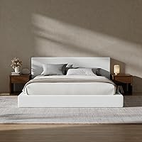 Vista 12 de RECCI Cloud - Base de cama King tapizada con cabecero, plataforma acolchada de espuma de 5 pulgadas, sin somier, fácil montaje (blanco nieve)