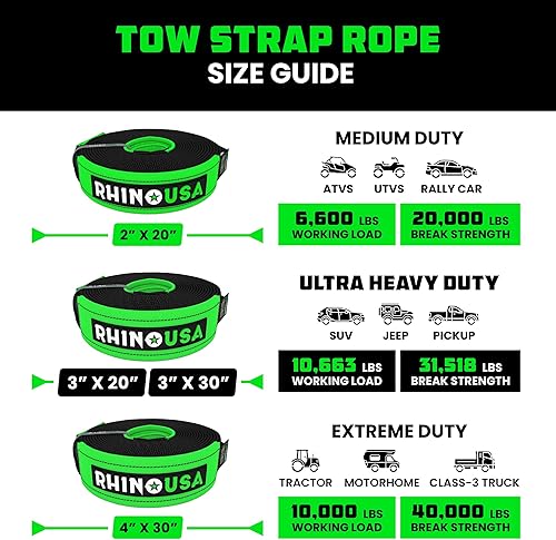 Miniatura 6 de Dos correas de recuperación resistentes de Rhino USA, Negro