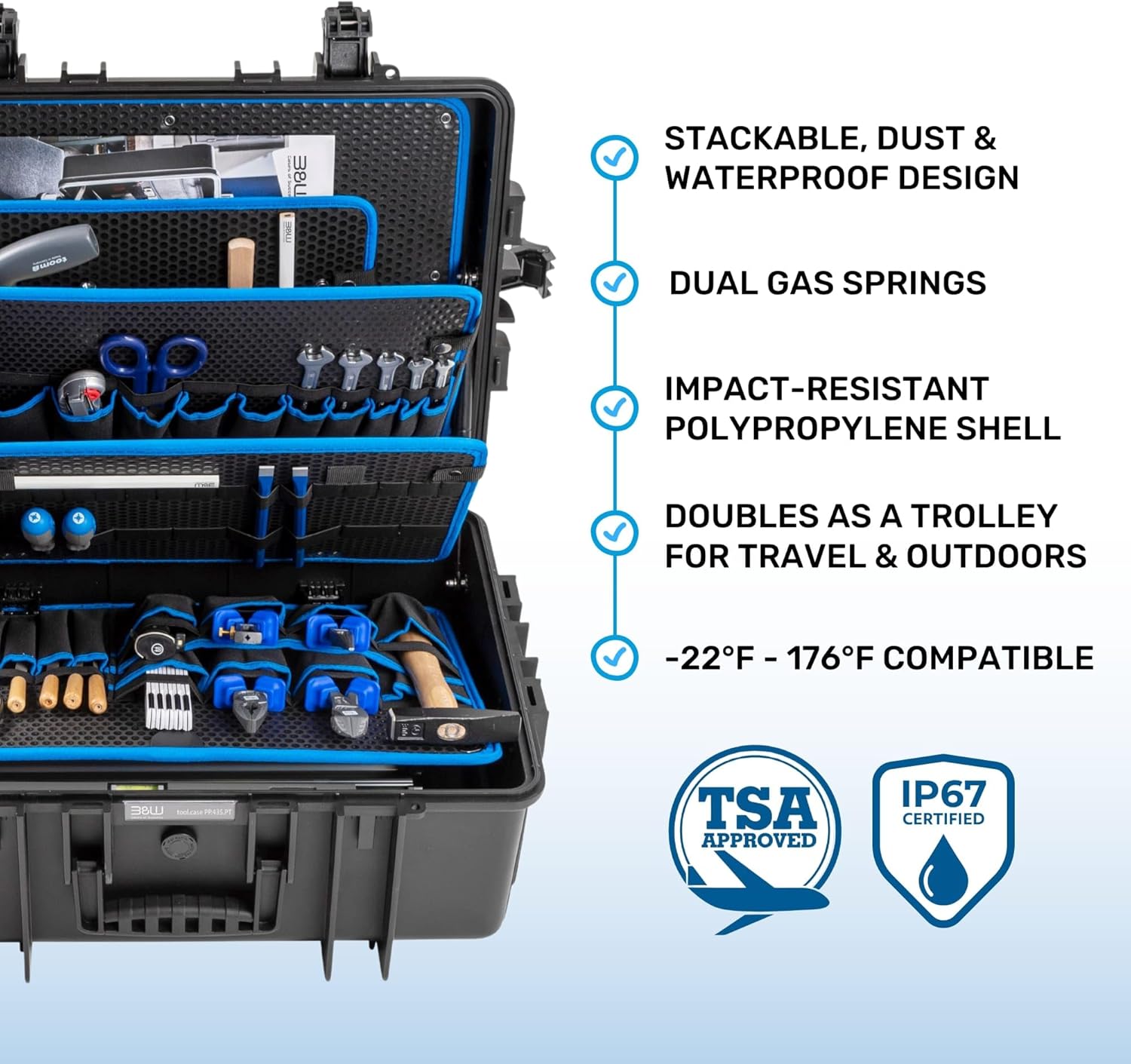B&W International Jumbo 6700 Outdoor Tool Case with Pocket Tool Boards, Black