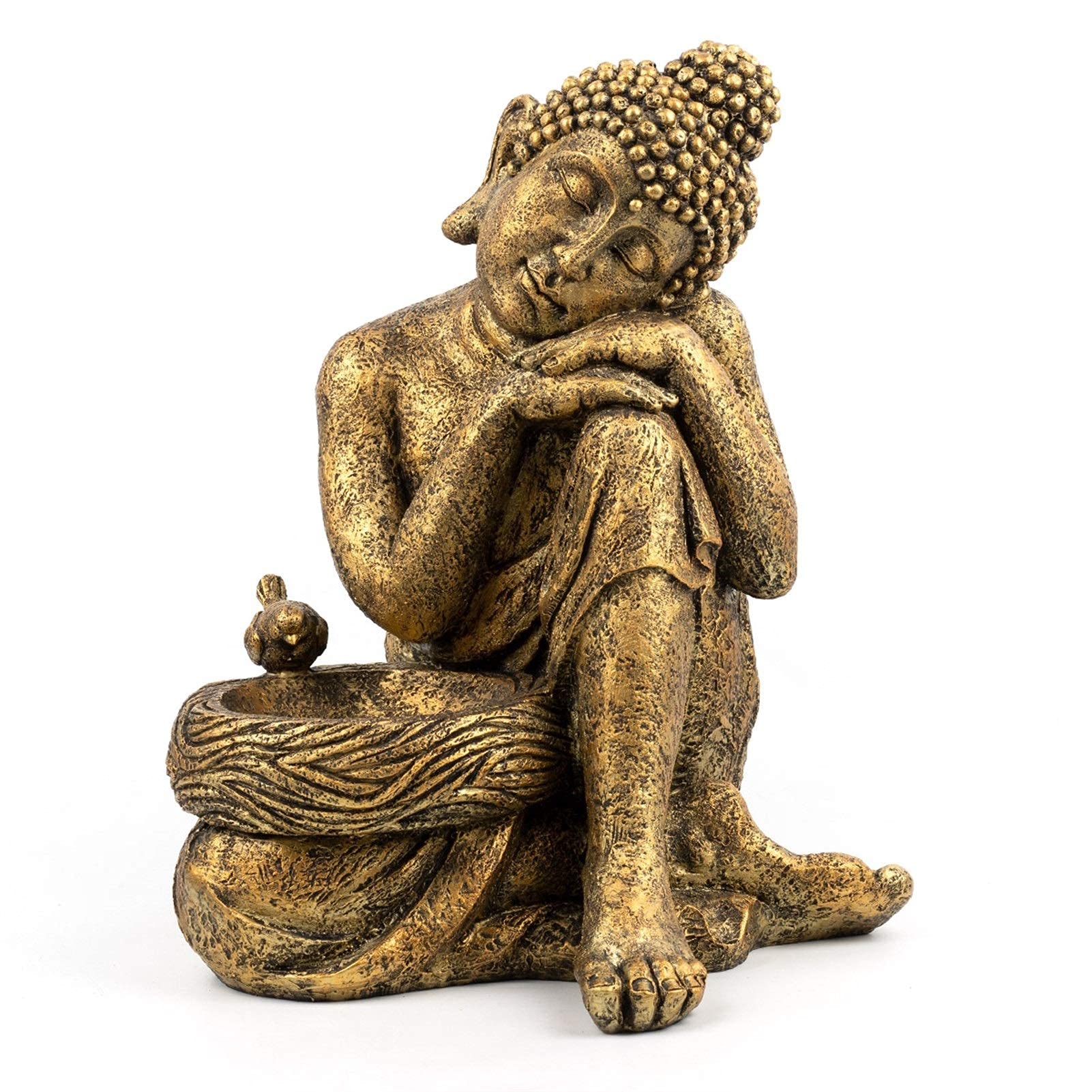 XJBTBA Maceta de Jardín divinità di Meditazione Buddha Planter Pot Statue Outdoor Ornament Decoration Oro casa Decorazione per Esterni (BlackBrown)