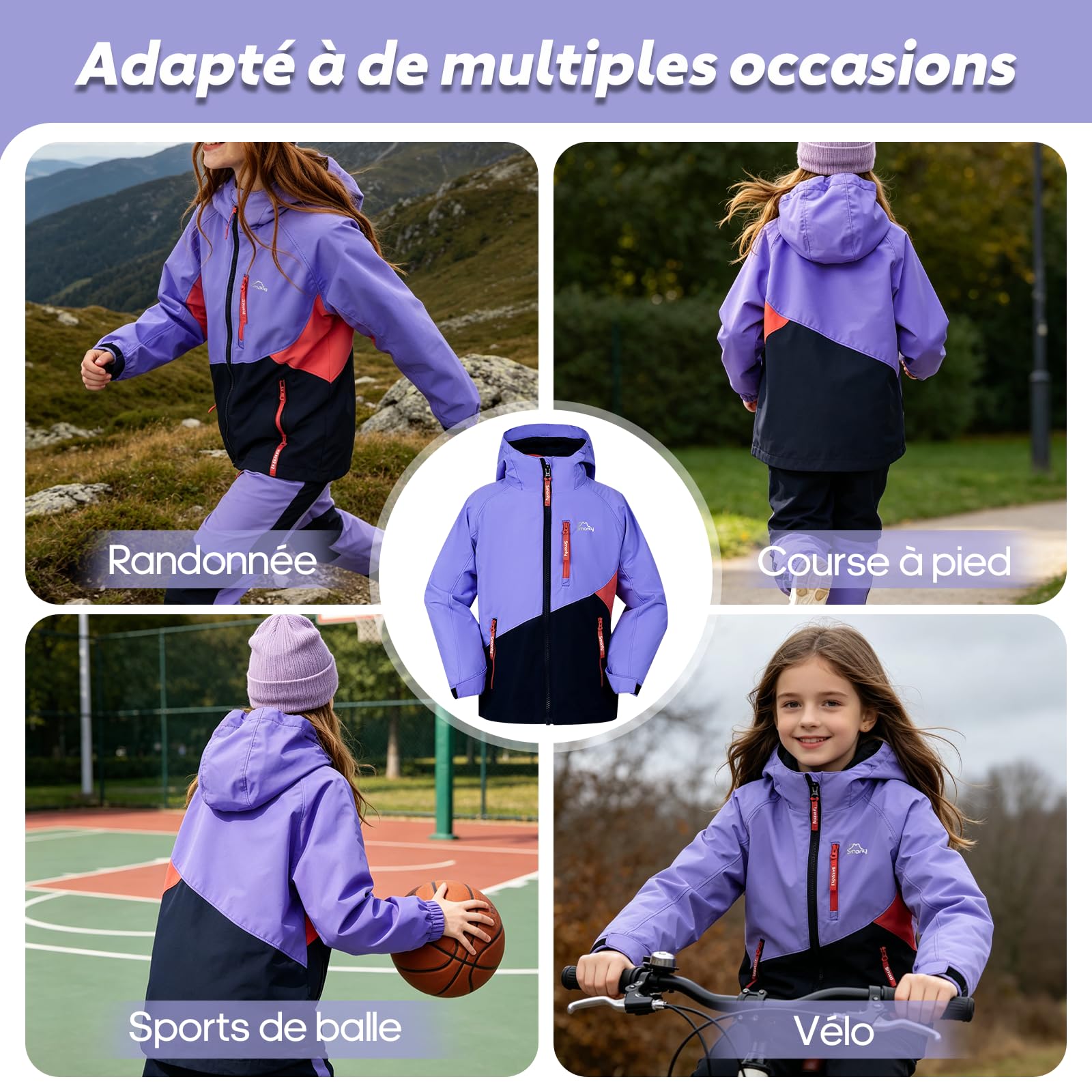 SMONTY Veste 3-en-1 enfant, doublure polaire amovible