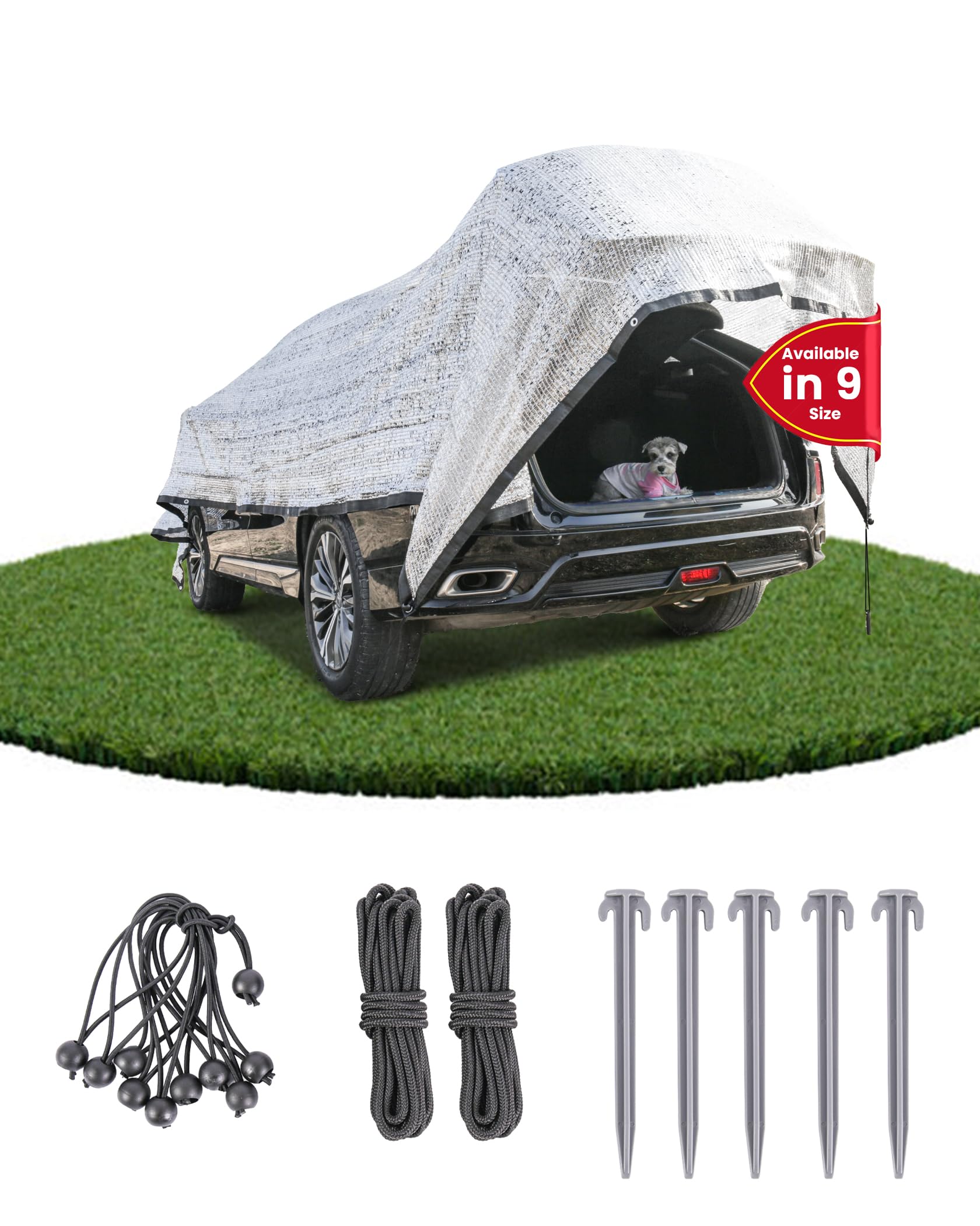 Aluminet - Tela de sombra de 3 x 6 m, 85 % reflectante de aluminio con ojales, tela de protección solar para coche, mascotas, jardín, patio, invernadero, incluye cordones elásticos