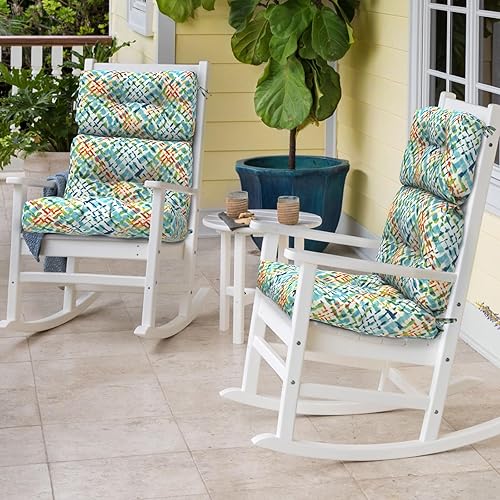 Miniatura 7 de Melody Elephant Cojines para sillas de respaldo alto para exteriores, resistentes al agua, 2 unidades, cojines Adirondack para patio, hogar, jardín,