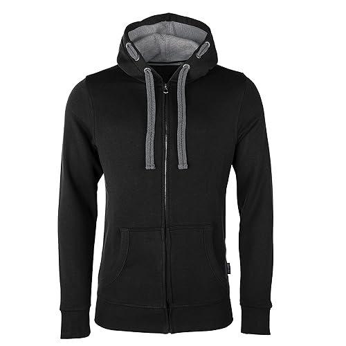 HRM Herren Hooded Jacket I Premium Kapuzenpullover Herren mit Kontrast-Innenfutter